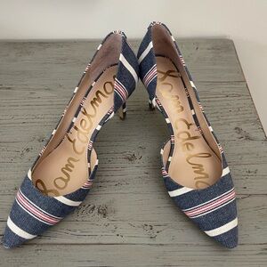 Sam Edelman Teresa Denim MultiStripe Heels